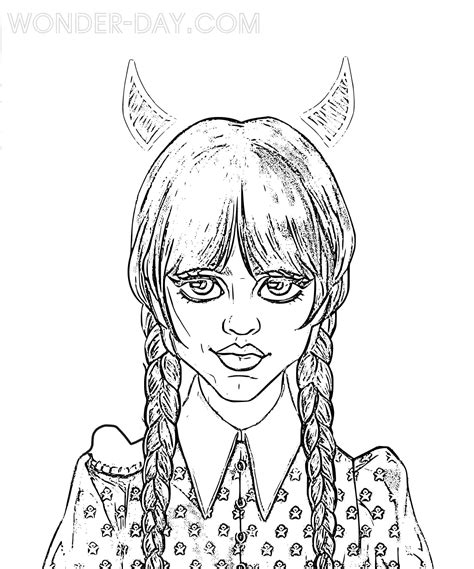 ausmalbilder wednesday addams|Wednesday Coloring Page